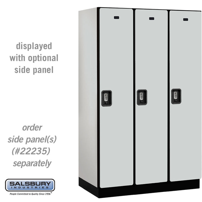 Salsbury 15" Wide Single Tier Designer Wood Locker - 3 Wide - 6 Feet High - 21 Inches Deep - Gray - Silver Resettable Combination Locks - Sweatfully