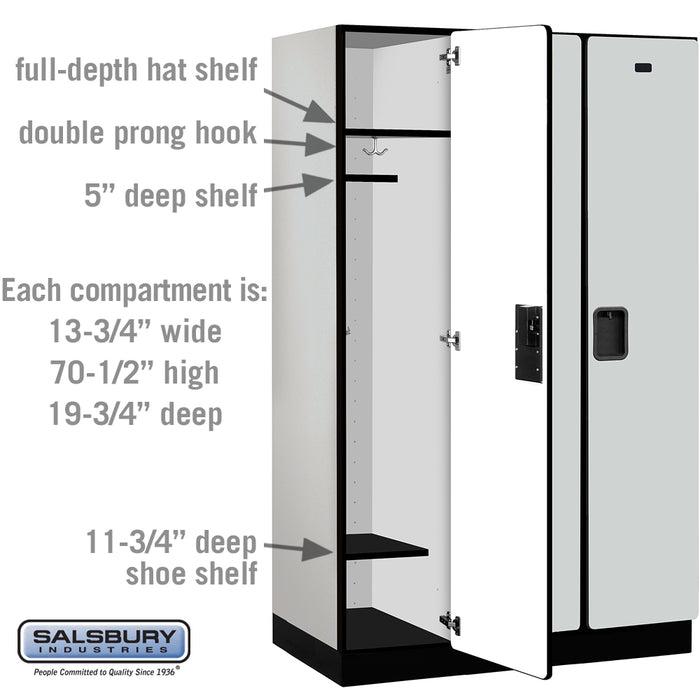 Salsbury 15" Wide Single Tier Designer Wood Locker - 3 Wide - 6 Feet High - 21 Inches Deep - Gray - Hasps - Sweatfully