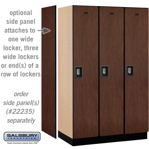 Salsbury 15" Wide Single Tier Designer Wood Locker - 3 Wide - 6 Feet High - 21 Inches Deep - Mahogany - Silver Resettable Combination Locks - Sweatfully