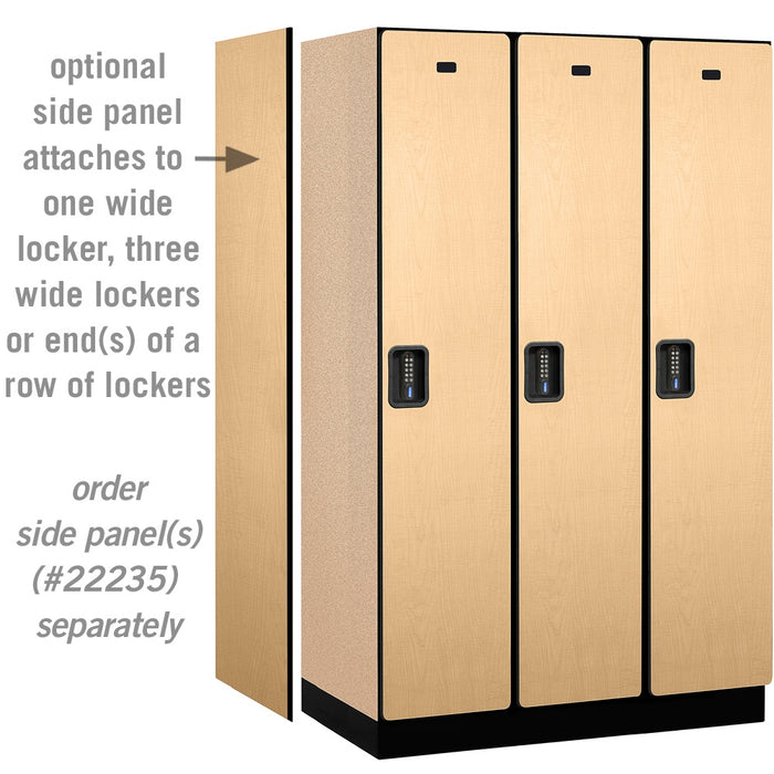 Salsbury 15" Wide Single Tier Designer Wood Locker - 3 Wide - 6 Feet High - 21 Inches Deep - Maple - Black Electronic Locks - Sweatfully