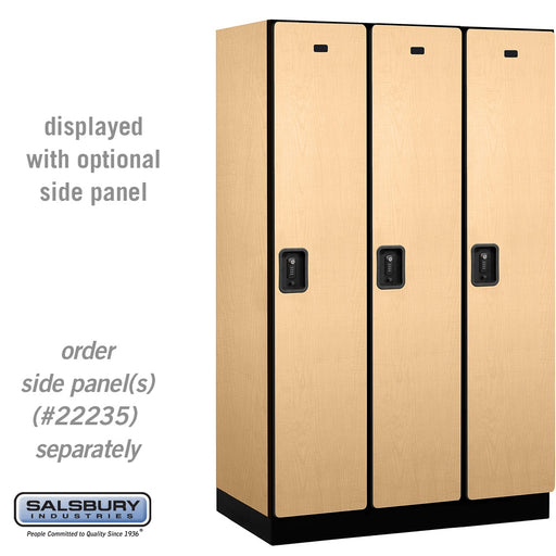 Salsbury 15" Wide Single Tier Designer Wood Locker - 3 Wide - 6 Feet High - 21 Inches Deep - Maple - Black Resettable Combination Locks - Sweatfully