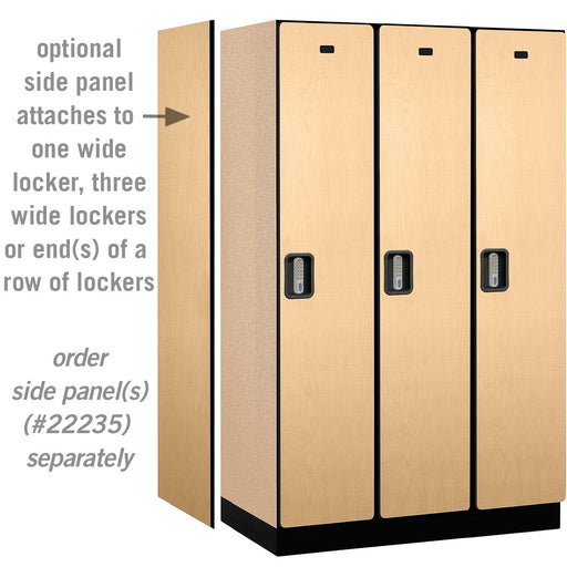 Salsbury 15" Wide Single Tier Designer Wood Locker - 3 Wide - 6 Feet High - 21 Inches Deep - Maple - Silver Electronic Locks - Sweatfully