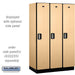 Salsbury 15" Wide Single Tier Designer Wood Locker - 3 Wide - 6 Feet High - 21 Inches Deep - Maple - Silver Electronic Locks - Sweatfully