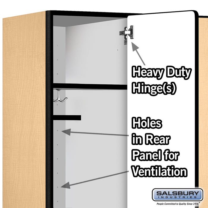 Salsbury 15" Wide Single Tier Designer Wood Locker - 3 Wide - 6 Feet High - 21 Inches Deep - Maple - Hasps - Sweatfully