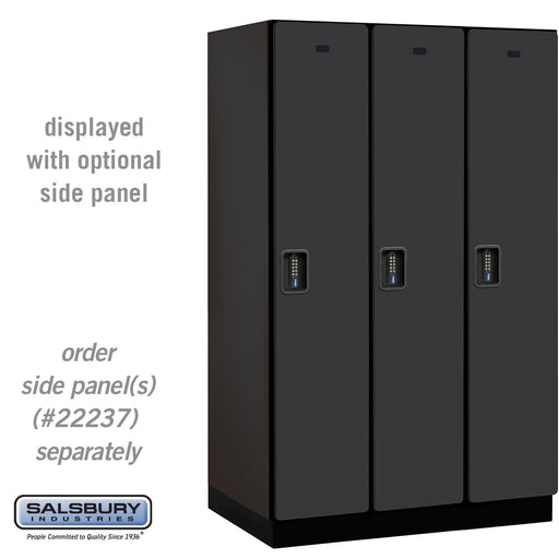 Salsbury 15" Wide Single Tier Designer Wood Locker - 3 Wide - 6 Feet High - 24 Inches Deep - Black - Black Electronic Locks - Sweatfully