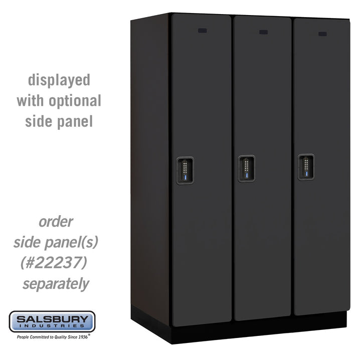 Salsbury 15" Wide Single Tier Designer Wood Locker - 3 Wide - 6 Feet High - 24 Inches Deep - Black - Black Electronic Locks - Sweatfully