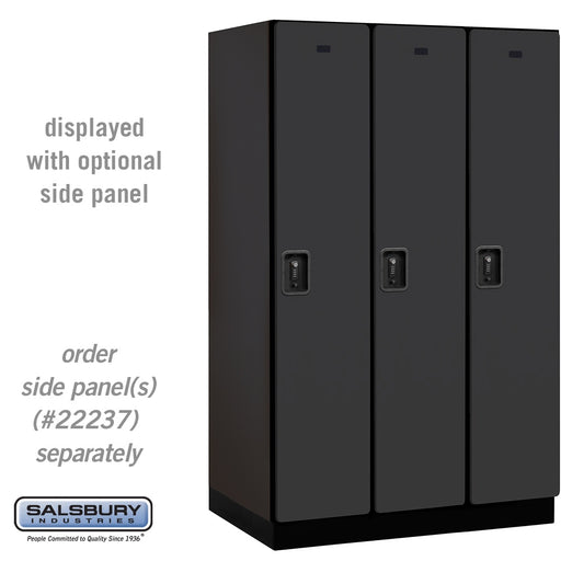 Salsbury 15" Wide Single Tier Designer Wood Locker - 3 Wide - 6 Feet High - 24 Inches Deep - Black - Black Resettable Combination Locks - Sweatfully