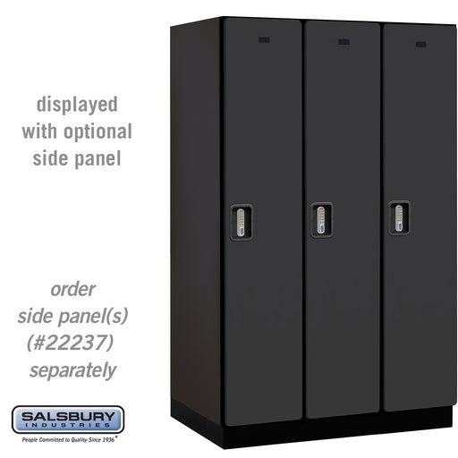 Salsbury 15" Wide Single Tier Designer Wood Locker - 3 Wide - 6 Feet High - 24 Inches Deep - Black - Silver Electronic Locks - Sweatfully