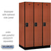 Salsbury 15" Wide Single Tier Designer Wood Locker - 3 Wide - 6 Feet High - 24 Inches Deep - Cherry - Black Resettable Combination Locks - Sweatfully