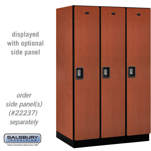 Salsbury 15" Wide Single Tier Designer Wood Locker - 3 Wide - 6 Feet High - 24 Inches Deep - Cherry - Silver Resettable Combination Locks - Sweatfully
