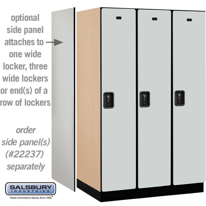 Salsbury 15" Wide Single Tier Designer Wood Locker - 3 Wide - 6 Feet High - 24 Inches Deep - Gray - Black Resettable Combination Locks - Sweatfully