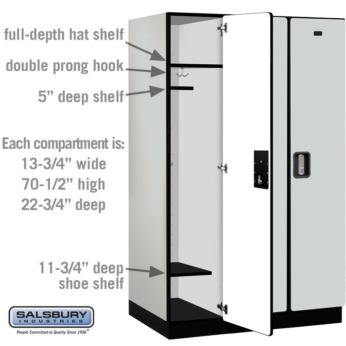 Salsbury 15" Wide Single Tier Designer Wood Locker - 3 Wide - 6 Feet High - 24 Inches Deep - Gray - Silver Electronic Locks - Sweatfully