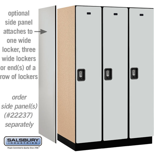 Salsbury 15" Wide Single Tier Designer Wood Locker - 3 Wide - 6 Feet High - 24 Inches Deep - Gray - Silver Resettable Combination Locks - Sweatfully