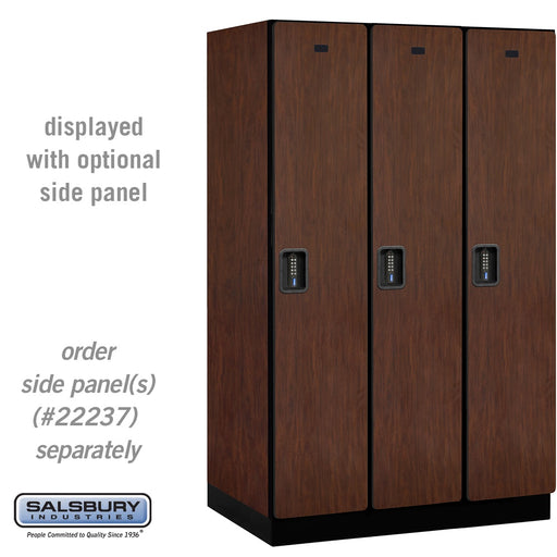 Salsbury 15" Wide Single Tier Designer Wood Locker - 3 Wide - 6 Feet High - 24 Inches Deep - Mahogany - Black Electronic Locks - Sweatfully