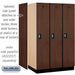Salsbury 15" Wide Single Tier Designer Wood Locker - 3 Wide - 6 Feet High - 24 Inches Deep - Mahogany - Silver Resettable Combination Locks - Sweatfully