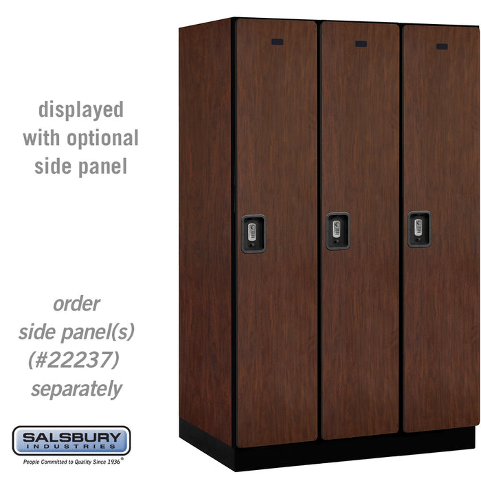 Salsbury 15" Wide Single Tier Designer Wood Locker - 3 Wide - 6 Feet High - 24 Inches Deep - Mahogany - Silver Resettable Combination Locks - Sweatfully