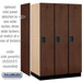 Salsbury 15" Wide Single Tier Designer Wood Locker - 3 Wide - 6 Feet High - 24 Inches Deep - Mahogany - Hasps - Sweatfully