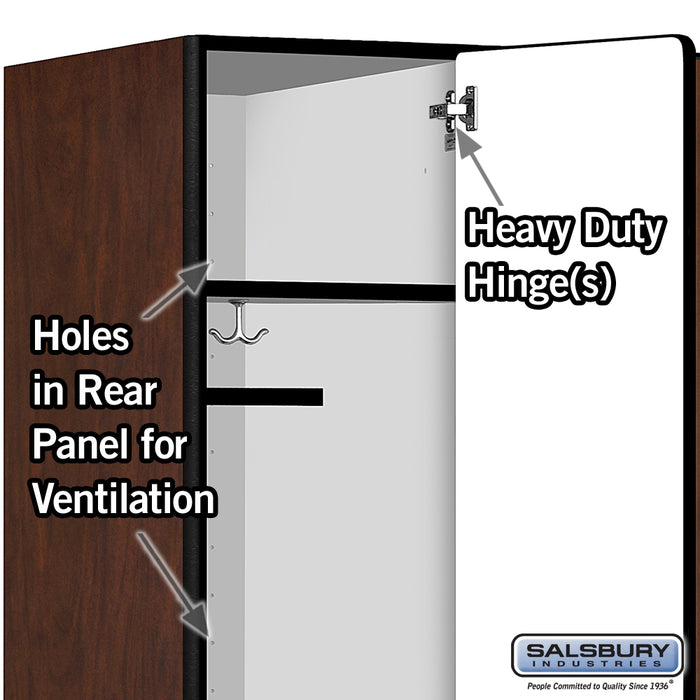 Salsbury 15" Wide Single Tier Designer Wood Locker - 3 Wide - 6 Feet High - 24 Inches Deep - Mahogany - Hasps - Sweatfully