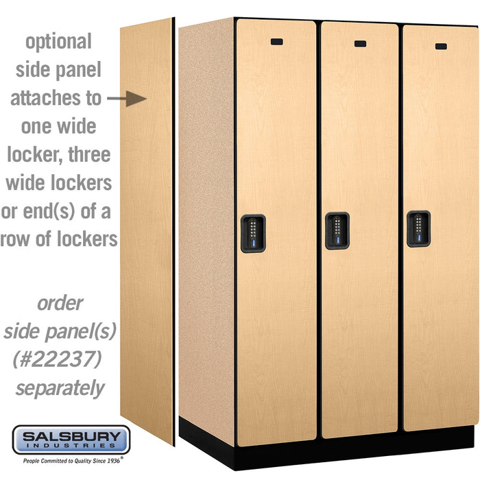 Salsbury 15" Wide Single Tier Designer Wood Locker - 3 Wide - 6 Feet High - 24 Inches Deep - Maple - Black Electronic Locks - Sweatfully