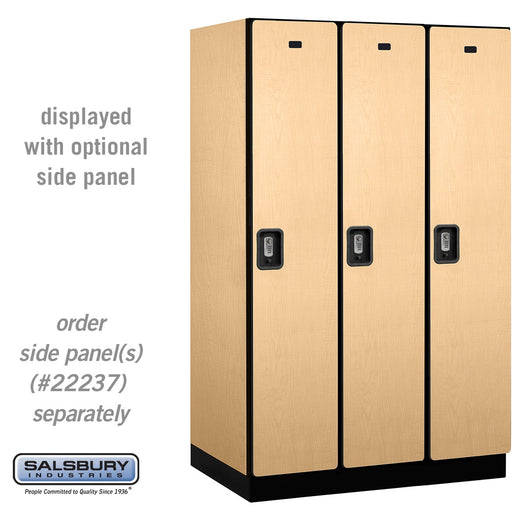 Salsbury 15" Wide Single Tier Designer Wood Locker - 3 Wide - 6 Feet High - 24 Inches Deep - Maple - Silver Resettable Combination Locks - Sweatfully
