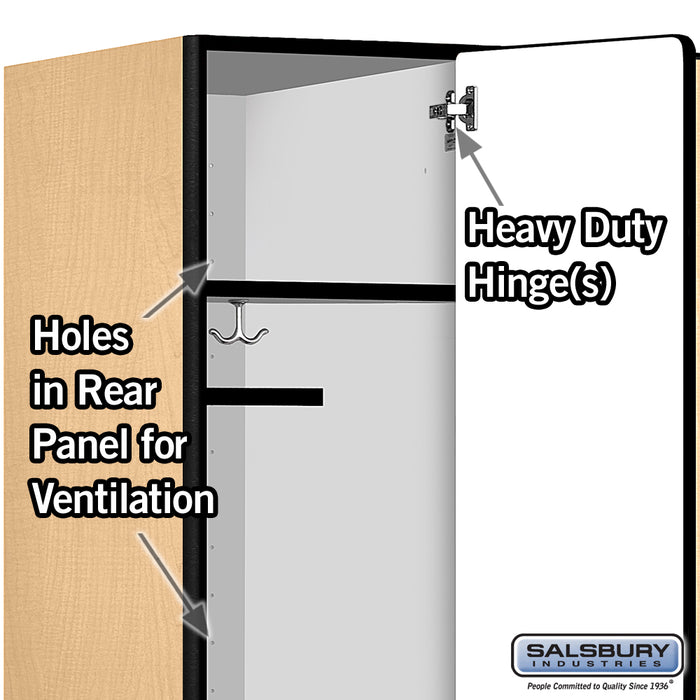 Salsbury 15" Wide Single Tier Designer Wood Locker - 3 Wide - 6 Feet High - 24 Inches Deep - Maple - Hasps - Sweatfully