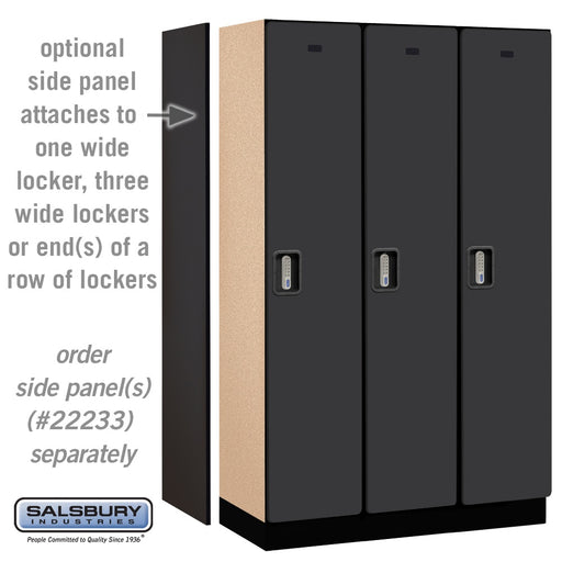 Salsbury 15" Wide Single Tier Designer Wood Locker - 3 Wide - 6 Feet High - 18 Inches Deep - Black - Silver Electronic Locks - Sweatfully