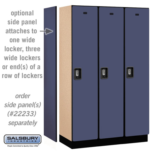 Salsbury 15" Wide Single Tier Designer Wood Locker - 3 Wide - 6 Feet High - 18 Inches Deep - Blue - Silver Resettable Combination Locks - Sweatfully