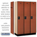 Salsbury 15" Wide Single Tier Designer Wood Locker - 3 Wide - 6 Feet High - 18 Inches Deep - Cherry - Black Resettable Combination Locks - Sweatfully