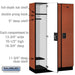 Salsbury 15" Wide Single Tier Designer Wood Locker - 3 Wide - 6 Feet High - 18 Inches Deep - Cherry - Black Resettable Combination Locks - Sweatfully