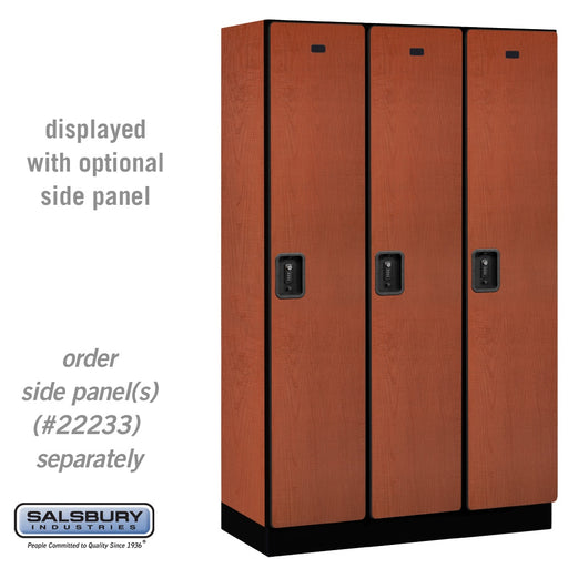 Salsbury 15" Wide Single Tier Designer Wood Locker - 3 Wide - 6 Feet High - 18 Inches Deep - Cherry - Black Resettable Combination Locks - Sweatfully