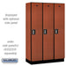 Salsbury 15" Wide Single Tier Designer Wood Locker - 3 Wide - 6 Feet High - 18 Inches Deep - Cherry - Silver Electronic Locks - Sweatfully
