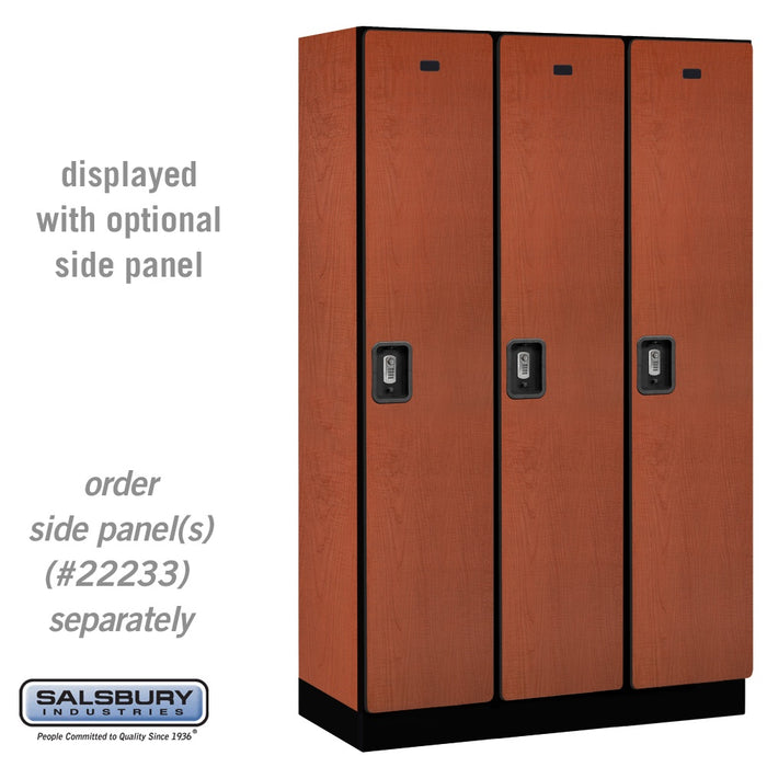 Salsbury 15" Wide Single Tier Designer Wood Locker - 3 Wide - 6 Feet High - 18 Inches Deep - Cherry - Silver Resettable Combination Locks - Sweatfully