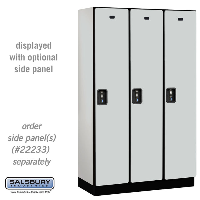 Salsbury 15" Wide Single Tier Designer Wood Locker - 3 Wide - 6 Feet High - 18 Inches Deep - Gray - Black Electronic Locks - Sweatfully