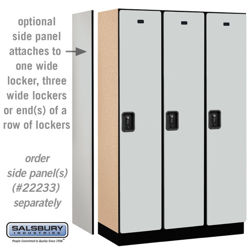 Salsbury 15" Wide Single Tier Designer Wood Locker - 3 Wide - 6 Feet High - 18 Inches Deep - Gray - Black Resettable Combination Locks - Sweatfully