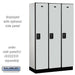 Salsbury 15" Wide Single Tier Designer Wood Locker - 3 Wide - 6 Feet High - 18 Inches Deep - Gray - Black Resettable Combination Locks - Sweatfully