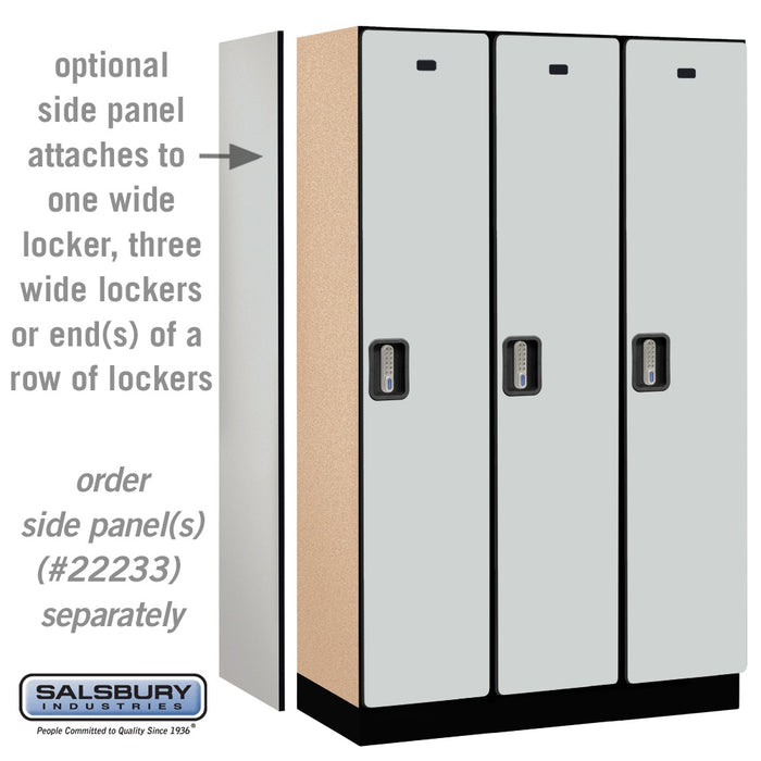 Salsbury 15" Wide Single Tier Designer Wood Locker - 3 Wide - 6 Feet High - 18 Inches Deep - Gray - Silver Electronic Locks - Sweatfully