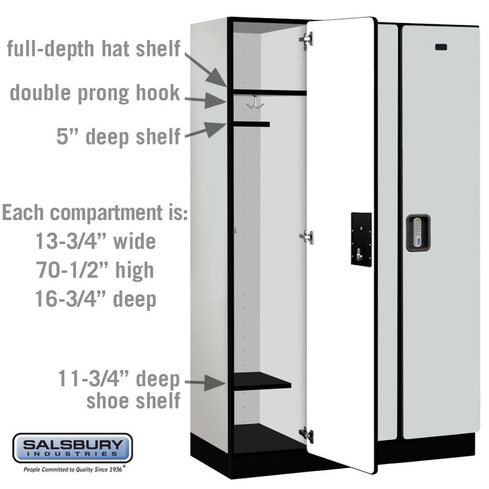 Salsbury 15" Wide Single Tier Designer Wood Locker - 3 Wide - 6 Feet High - 18 Inches Deep - Gray - Silver Electronic Locks - Sweatfully