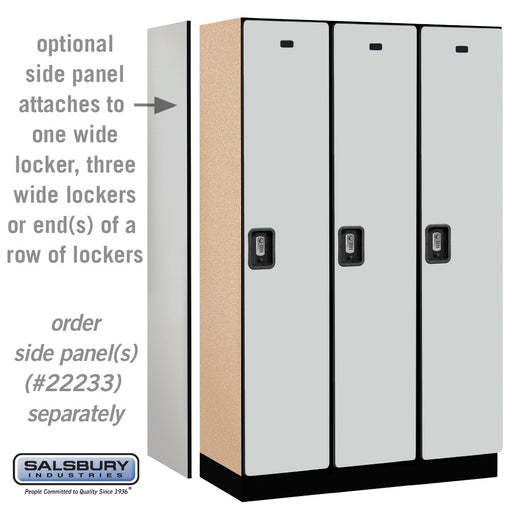 Salsbury 15" Wide Single Tier Designer Wood Locker - 3 Wide - 6 Feet High - 18 Inches Deep - Gray - Silver Resettable Combination Locks - Sweatfully