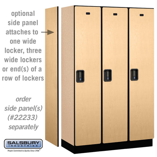 Salsbury 15" Wide Single Tier Designer Wood Locker - 3 Wide - 6 Feet High - 18 Inches Deep - Maple - Black Electronic Locks - Sweatfully