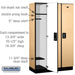 Salsbury 15" Wide Single Tier Designer Wood Locker - 3 Wide - 6 Feet High - 18 Inches Deep - Maple - Black Electronic Locks - Sweatfully