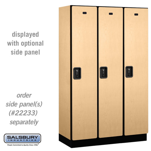 Salsbury 15" Wide Single Tier Designer Wood Locker - 3 Wide - 6 Feet High - 18 Inches Deep - Maple - Black Resettable Combination Locks - Sweatfully