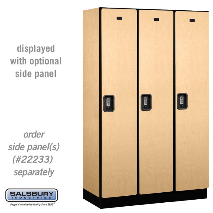 Salsbury 15" Wide Single Tier Designer Wood Locker - 3 Wide - 6 Feet High - 18 Inches Deep - Maple - Silver Resettable Combination Locks - Sweatfully