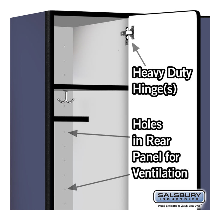 Salsbury 15" Wide Single Tier Designer Wood Locker - 3 Wide - 6 Feet High - 18 Inches Deep - Blue - Hasps - Sweatfully