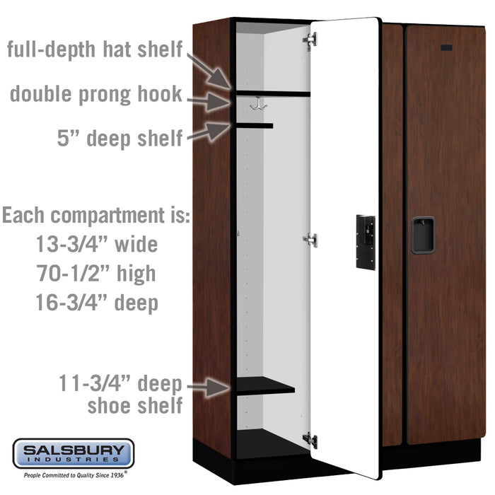 Salsbury 15" Wide Single Tier Designer Wood Locker - 3 Wide - 6 Feet High - 18 Inches Deep - Mahogany - Hasps - Sweatfully