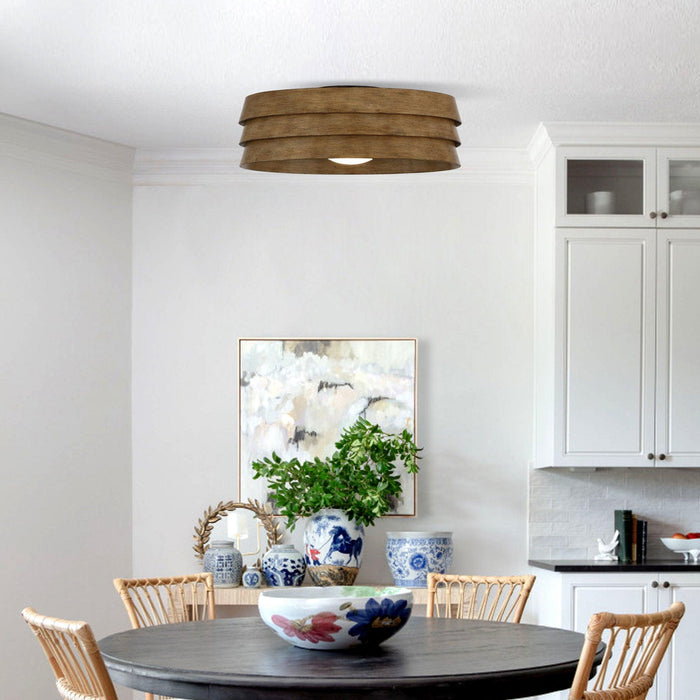 22" Farmhouse Flush Mount Reversible Ceiling Fan with LED Lighting and Remote Control - Sweatfully