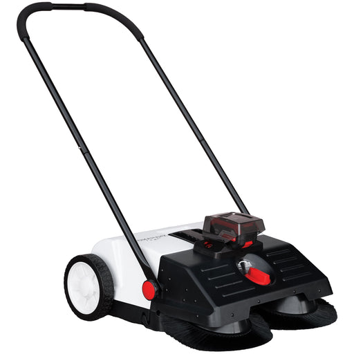 22" Battery Powered Push Sweeper With Double Brush System 18V Lithium-Ion - Sweatfully