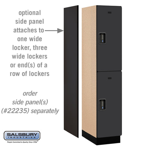 Salsbury 15" Wide Double Tier Designer Wood Locker - 1 Wide - 6 Feet High - 21 Inches Deep - Black - Black Electronic Locks - Sweatfully