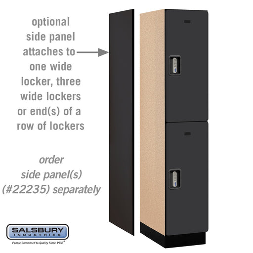 Salsbury 15" Wide Double Tier Designer Wood Locker - 1 Wide - 6 Feet High - 21 Inches Deep - Black - Silver Electronic Locks - Sweatfully
