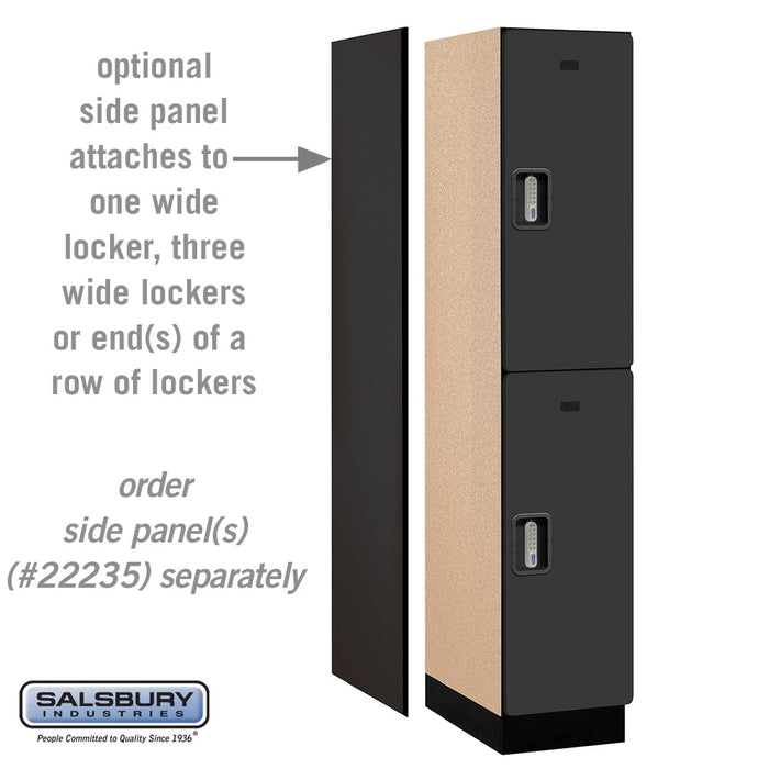 Salsbury 15" Wide Double Tier Designer Wood Locker - 1 Wide - 6 Feet High - 21 Inches Deep - Black - Silver Electronic Locks - Sweatfully
