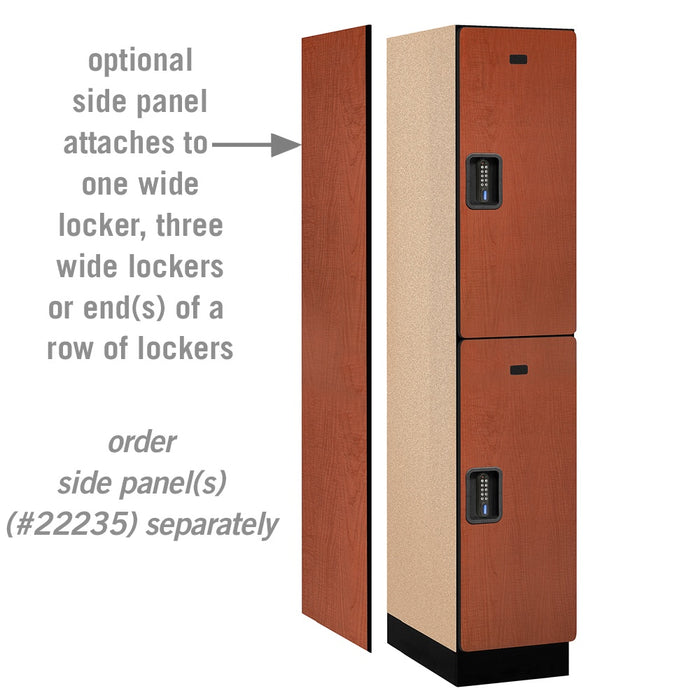 Salsbury 15" Wide Double Tier Designer Wood Locker - 1 Wide - 6 Feet High - 21 Inches Deep - Cherry - Black Electronic Locks - Sweatfully